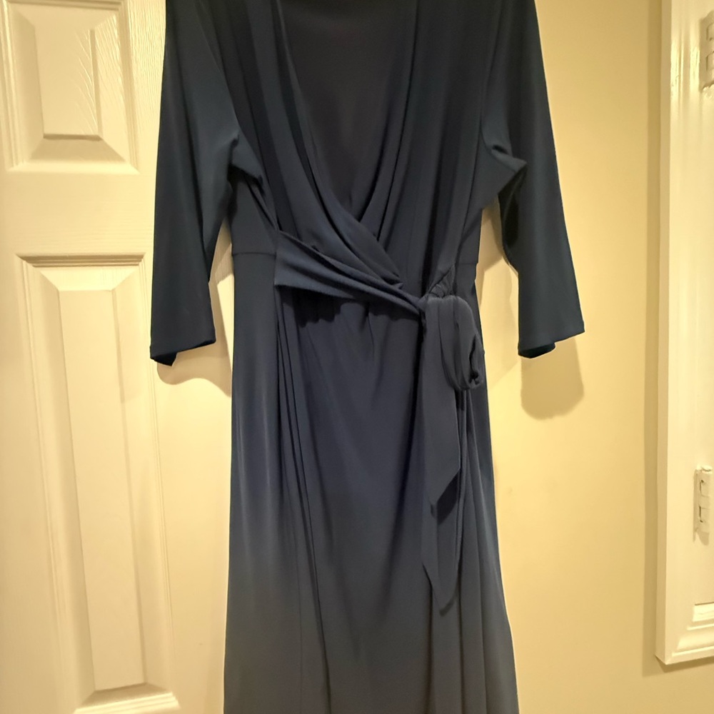 Chic Plus Size Long Sleeve Navy Blue Dress